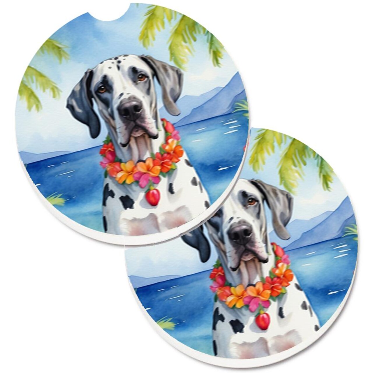 Edge Collections - Multicolor - Coastal Tropical Car Coasters for Cup Holders